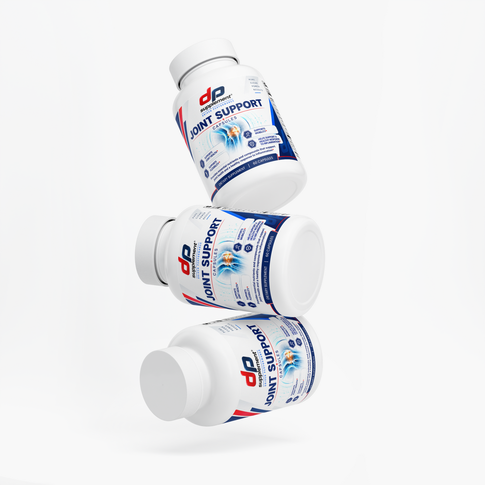 Three bottles of DP Joint Support, angled